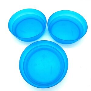 Tupperware Set of 3 Cereal Bowls 2415B-4 Blue Translucent Stackable Plastic